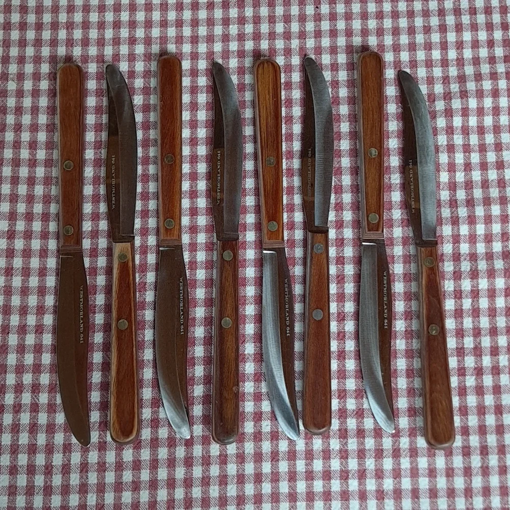 Vintage Steak Knife Set in Wood Block